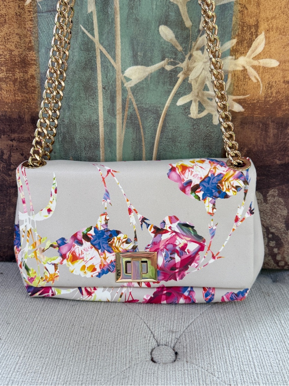 INC Floral Print Chain Shoulder Bag NWOT